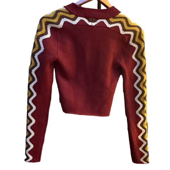 BDG Urban Outfitters Sweater Danni Cropped Chevron Patterned Sleeve Boho X-Small - Picture 6 of 9